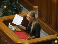 Batkivshchyna party leader Yulia Tymoshenko attends lawmakers work at the session of the Verkhovna Rada in Kyiv, Ukraine, January 14, 2020....