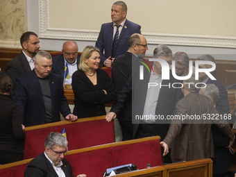 Former Ukrainian President Petro Poroshenko attends lawmakers work at the session of the Verkhovna Rada in Kyiv, Ukraine, January 14, 2020....