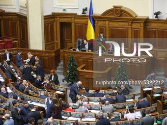 Lawmakers work at the session of the Verkhovna Rada in Kyiv, Ukraine, January 14, 2020. The Verkhovna Rada of Ukraine looks forward to the I...