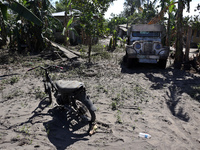 Vehicles covered with volcanic ash in Talisay, in the province of Batangas on 16 January 2020. Taal volcano slighly waned its activity on Th...