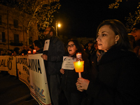 Almaviva call center workers protested with a peaceful torchlight procession to safeguard their jobs on 21 January 2020 in Palermo, Italy....