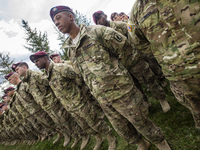 US soldiers during opening ceremony Ukrainian-US Exercise Fearless Guardian at International peacekeeping and security centre, Yavoriv, Lviv...