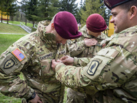 US soldiers during opening ceremony Ukrainian-US Exercise Fearless Guardian at International peacekeeping and security centre, Yavoriv, Lviv...