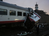 Two trains crash each other in Rod El Farag neighborhood before Ramses, train number 989 came from Aswan and train number 991 came from Soha...