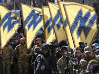  Ukrainian veterans of the  military conflict in eastern Ukrainian regions, volunteers and ordinary people take part in 'March of patriots'...