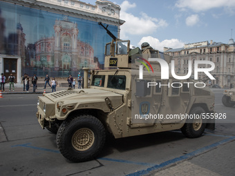 Armored car HMMWV with the soldiers of the Security Service of Ukraine. In the days of the anniversary events May 2 Security Service of Ukra...