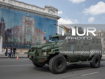 Armored car Ukrainian KrAZ production with the soldiers of the Security Service of Ukraine.  In the days of the anniversary events May 2 Sec...