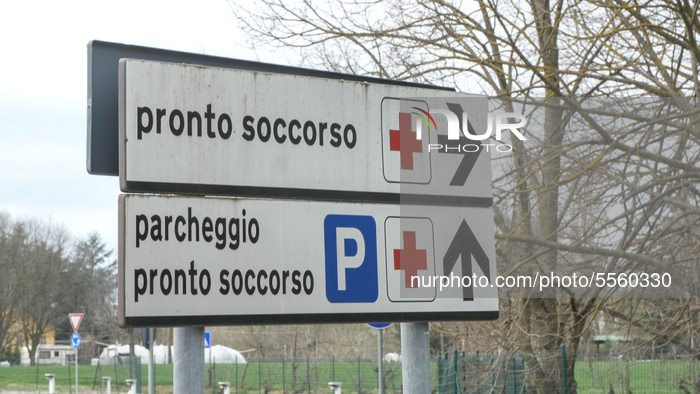 Indication of first aid and emergency medicine in Imola, Emilia-Romagna, 13 March 2020 (Photo by Andrea Neri/NurPhoto)