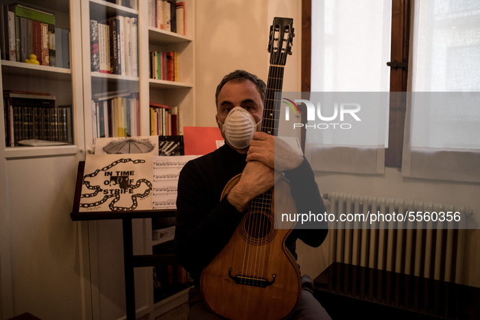 The guitarist Donato D'Antonio studies at home during the quarantine caused by the coronavirus. D'Antonio is Director of the Music School of...