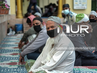 Nepalese Muslims wearing protective facemask attend Friday prayer at Jame mosque in Kathmandu, Nepal on March 20,2020. Nepal government have...