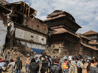 Rescue work is going on at Kathmandu Darbar Square, 1st May 2015. The official death toll climbed to over 7,200, according to the Nepal Emer...