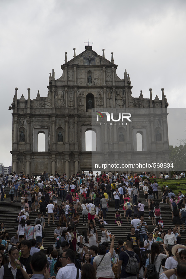 Tourist visiting the Ruin of St. Paul in Macao, China, May 2 2015. 