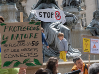 The 'Resistance 5G Nantes' association organised a rally on Place Royale in Nantes, France, on June 6, 2020 to denounce the deployment of 5G...