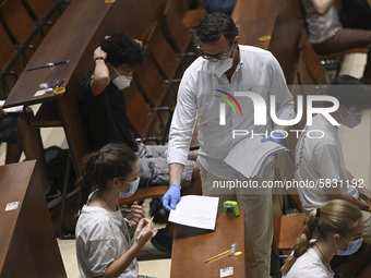 Students  enter to take the exams of the Evaluation of Access to University (EVAU) in Complutense University on July 06, 2020 in  Madrid, Sp...
