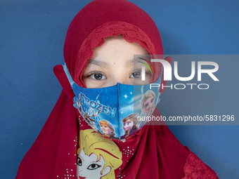 Portrait of a little girl participant of school test selection at Depok, West Java, Indonesia, on July 6, 2020.  The Education and Culture M...