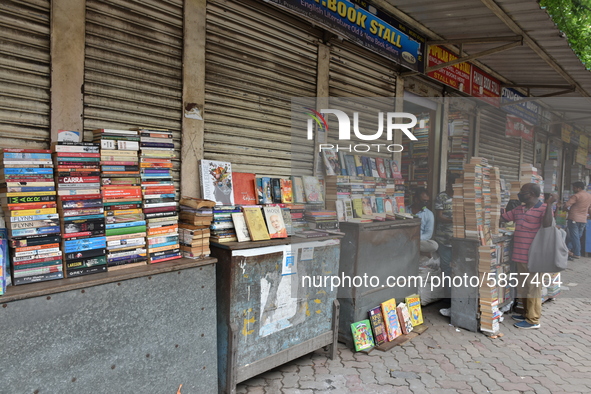 Empty streets of the Book Market In Kolkata, India, on July 16, 2020. According to the very recent situation all the educational institution...