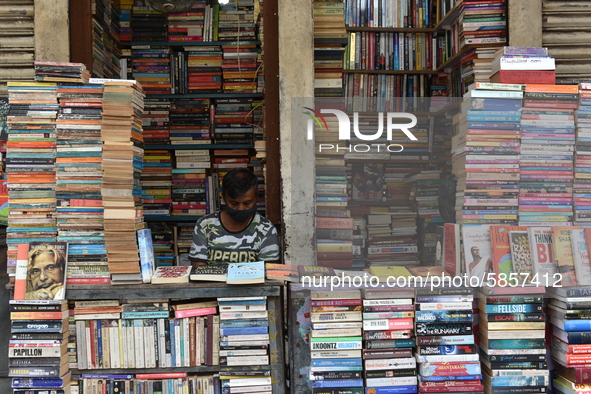 Empty streets of the Book Market In Kolkata, India, on July 16, 2020. According to the very recent situation all the educational institution...