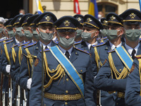 Ukrainian honour guard servicemen attend a welcoming ceremony of President Volodymyr Zelensky and President of the Swiss Confederation Simon...