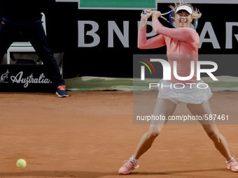 Marija Šarapova (Russia) in action against Viktoryja Azaranka (Belarus) during the Internazionali BNL d'Italia tennis tournament 2015 at the...