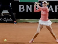 Marija Šarapova (Russia) in action against Viktoryja Azaranka (Belarus) during the Internazionali BNL d'Italia tennis tournament 2015 at the...