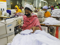Ready made garments workers works in a garments factory in Dhaka on July 25, 2020. (