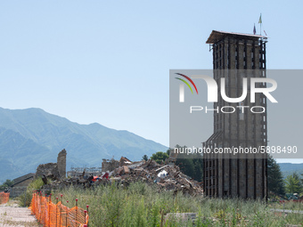 View of buildings which collapsed with the powerful earthquake in the municipality of Amatrice, Italy, on July 31 2020.  Central Italy (espe...