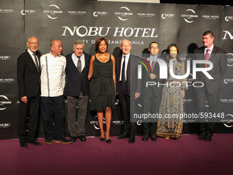 Pasay City, Philippines - (From L-R) Hollywood Producer Meir Teper, Chef Nobu Matsuhisa, Actor Robert De Niro and wife Grace Hightower De Ni...