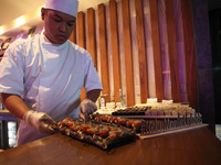 Pasay City, Philippines - Food is displayed during the opening of Nobu Hotel in Pasay City, Philippines on Monday, May 18, 2015. Nubo hotel...