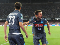Dries Mertens and Manolo Gabbiadini celebrates after scoring of SSC Napoli during the italian Serie A football match between SSC Napoli and...