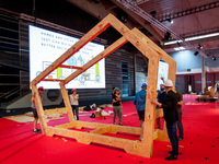 WikiHouse build the foundations of a house during the Construmat fair in Barcelona on May 19, 2015 (