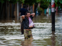 The coastal town of Melaque in the state of Jalisco, was severely affected after the passage of Tropical Storm Hernán through the Mexican Pa...