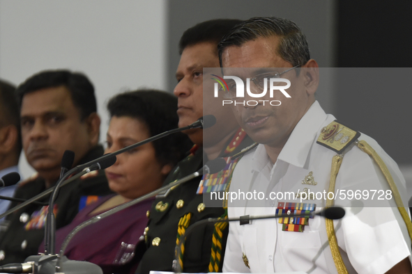 Sri Lankan naval officer Rear Admiral Y.N Jayarathna speaks during a press conference in Colombo on September 4, 2020
A  Pan Falg Vessel  M...