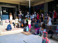 First day of school amid the COVID-19 regulations in Nea Ionia, Athens, Greece, on September 14, 2020.  (