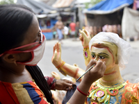 Preparation of Vishwakarma puja amid coronavirus emergency in Kolkata, India, on September, 2020. It is celebrated to worship Vishwakarma ma...