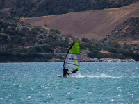 Windsurfing is a quite popular sport in Greece. In Athens, Greece, on September 20, 2020. (