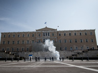 Students protest in Athens, Greece on September 24, 2020. They ask from the government to give money for education, to reduce the number of...