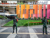 Millitary personnel while guarding street sudirman during partial lock down on 24 September 2020. . Jakarta's return to stricter social-dist...