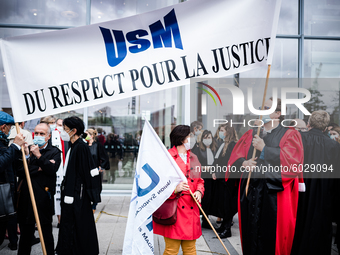 Several hundred magistrates demonstrated in front of the Tribunal de Grande Instance (TGI) of Paris, France, on September 24, 2020 against t...