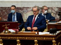  National Assembly president Richard Ferrand attends at the session of questions to the government at the French National Assembly in Paris,...