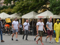 A group of stag party participants walking in Krakow's Old Town.
The number of COVID-19 infected in Poland is constantly growing, and two da...