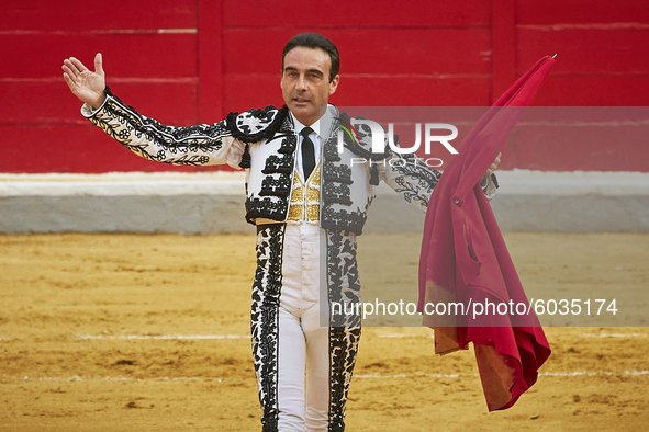 Spanish bullfighter Enrique Ponce after killing a bull during the Virgen de las Angustias Bullfighting Festival at the Monumental de Frascue...