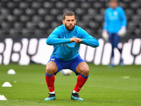  
Bradley Johnson of Blackburn Rovers warms up ahead of kick-off during the Sky Bet Championship match between Derby County and Blackburn R...