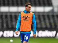  
Darragh Lenihan of Blackburn Rovers warms up ahead of kick-off during the Sky Bet Championship match between Derby County and Blackburn R...