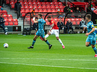  
Bruno Andrade of Salford City FC tries a shot on goal  during the Sky Bet League 2 match between Salford City and Forest Green Rovers at M...