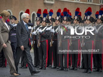 Italy, Rome: Italian President Sergio Mattarella during the ceremony to mark the Centenary of Italy's entry into World War I, in front of th...