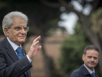 Italy, Rome: Italian President Sergio Mattarella during the ceremony to mark the Centenary of Italy's entry into World War I, in front of th...