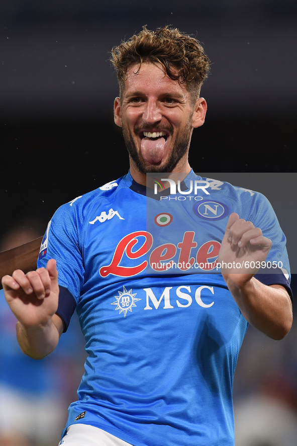 Dries Mertens of SSC Napoli celebrates after scoring during the Serie A match between SSC Napoli and Genoa CFC at Stadio San Paolo Naples It...