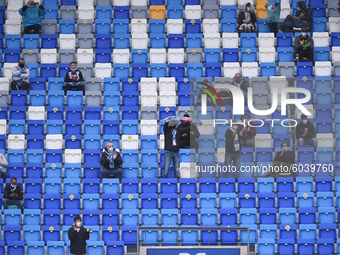 Supporters of SSC Napoli during covid restrictions during the Serie A match between SSC Napoli and Genoa CFC at Stadio San Paolo Naples Ital...