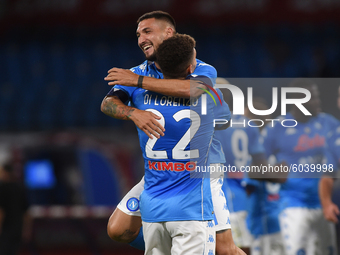 Matteo Politano of SSC Napoli celebrates after scoring during the Serie A match between SSC Napoli and Genoa CFC at Stadio San Paolo Naples...