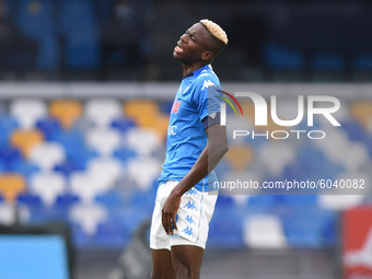 Victor Osimhen of SSC Napoli looks Dejected during the Serie A match between SSC Napoli and Genoa CFC at Stadio San Paolo Naples Italy on 27...